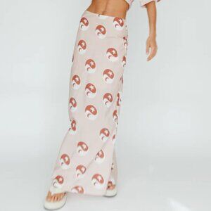 NWT Self Leslie NWT Rose Yin Yang Print Just A Hunch Back Zip Maxi Skirt Size M